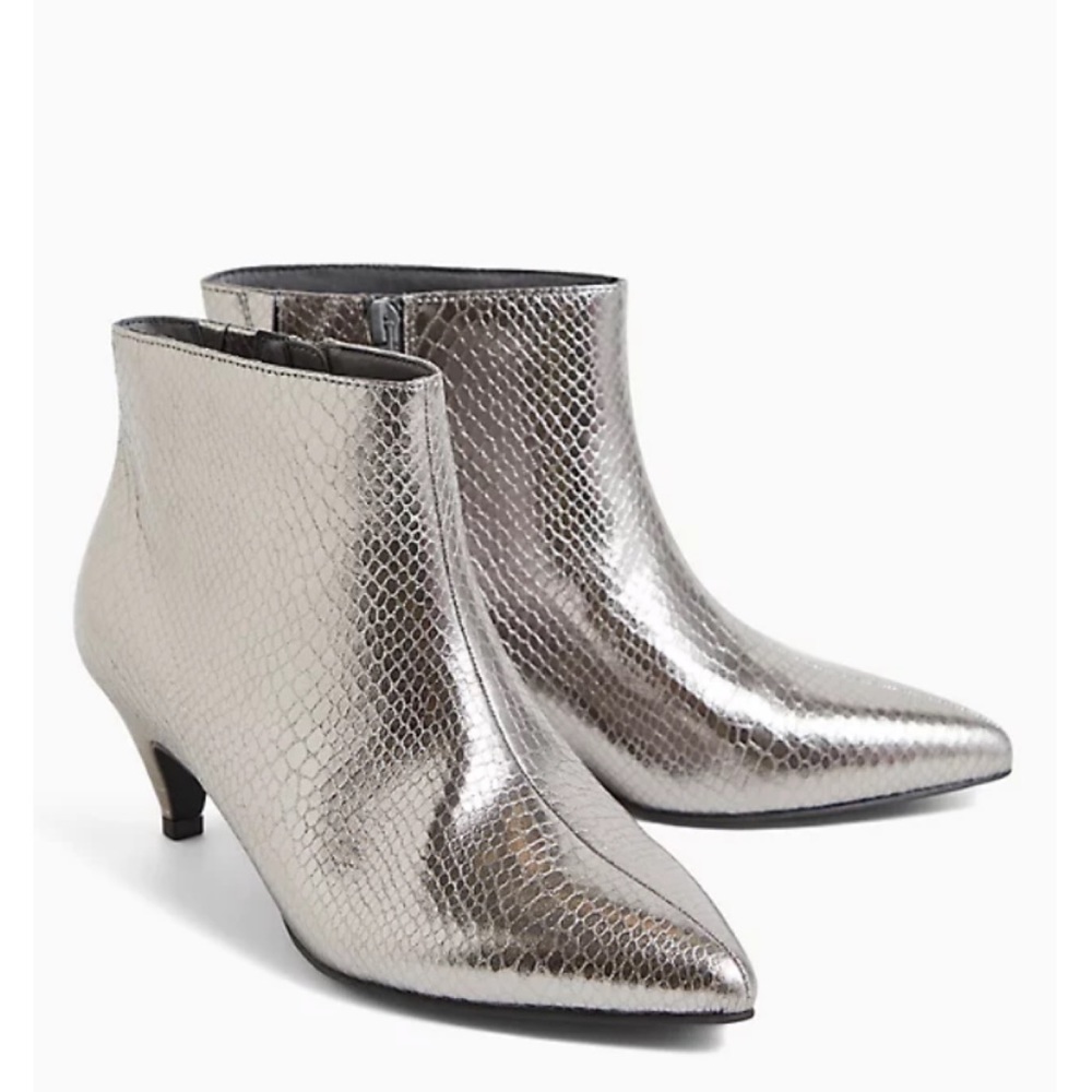 torrid Silver Metallic Snake-Texture Ankle Booties